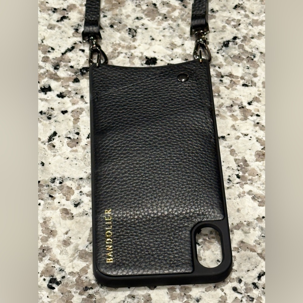 NWOT Bandolier Emma pebble black leather crossbody iPhone XS Max phone case